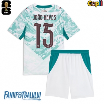 Portugalia Joao Neves #15 Echipament de Fotbal Replică Mondial 2026 Copii Deplasare (+ Șorturi)